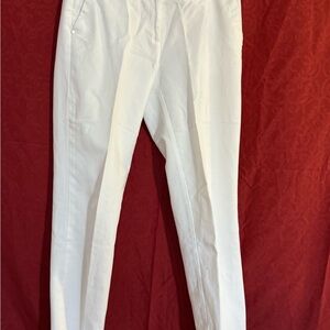 Michael Kors Women’s Slim Stretch White Pants Size 4 Cotton Blend Twill office.